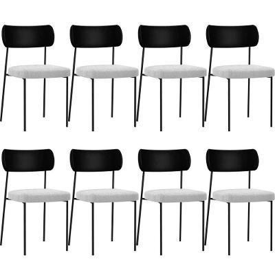 Kit 08 Cadeiras Sala De Jantar L02 Preto Bouclê Cinza