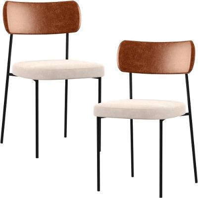Kit 02 Cadeiras Sala De Jantar L02 Camel Suede Bege