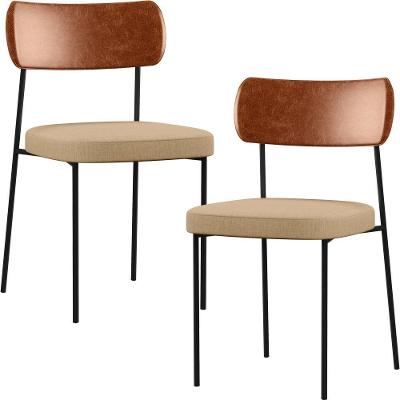 Kit 02 Cadeiras Para Sala De Jantar L02 Camel Bege Escuro