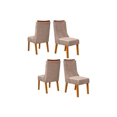 Kit 4 Cadeiras Sala Jantar Jade  4 Un Freijó/Veludo Kraft - DJ Móveis