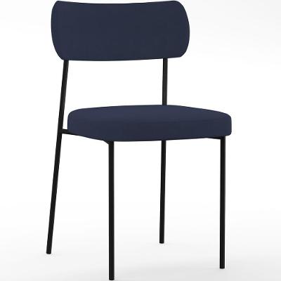 Cadeira Sala De Jantar L02 Suede Azul Marinho