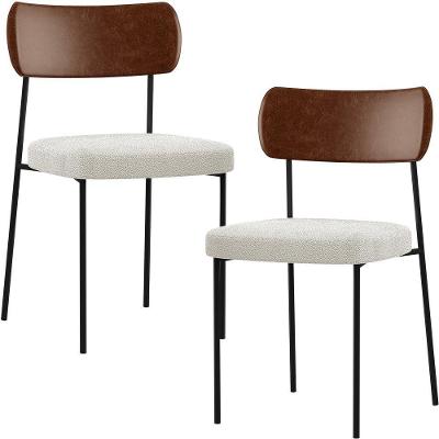 Kit 02 Cadeiras Sala De Jantar L02 Marrom Bouclê Creme