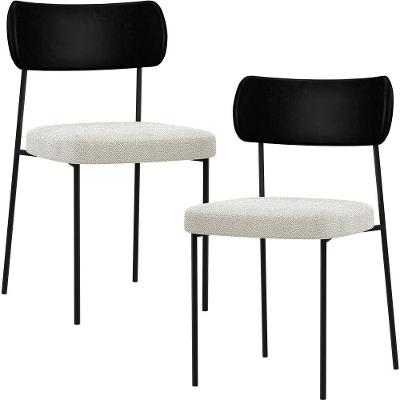 Kit 02 Cadeiras Sala De Jantar L02 Preto Bouclê Creme
