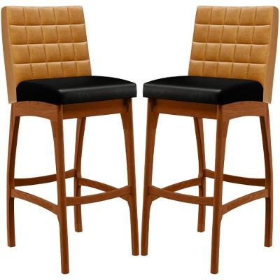 Kit 02 Banquetas Altas Cozinha Sala Jantar B04 Whisky Preto