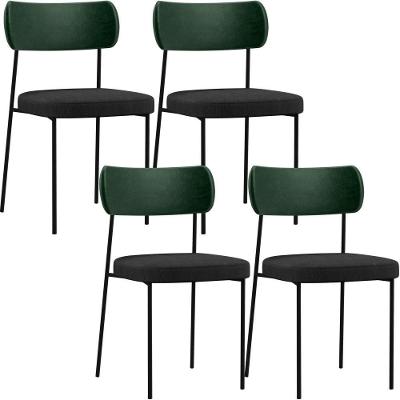 Kit 04 Cadeiras Para Sala De Jantar L02 Verde Musgo Chumbo