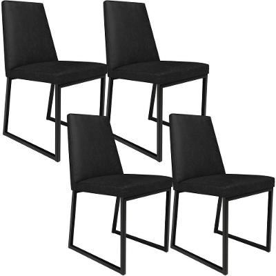 Kit 04 Cadeiras Sala De Jantar L02 Preto