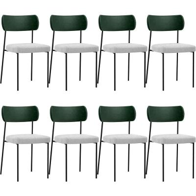 Kit 08 Cadeiras Sala De Jantar L02 Verde Musgo Bouclê Cinza