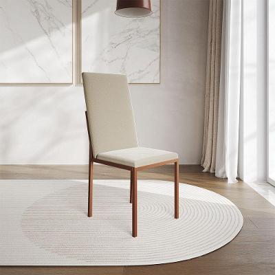 Cadeira De Jantar Estofada Mônaco Premium Cobre E Bege - Cor: Preto