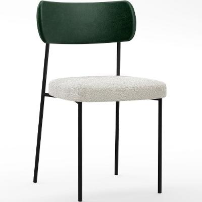 Cadeira Sala De Jantar L02 Verde Musgo Bouclê Creme
