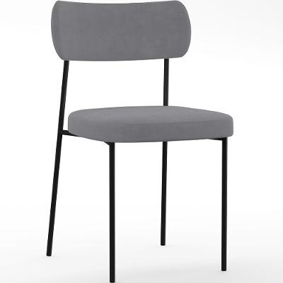 Cadeira Estofada Para Sala De Jantar Melina L02 Suede Cinza