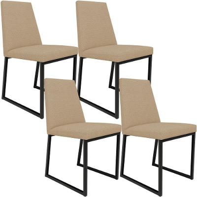 Kit 04 Cadeiras Sala De Jantar L02 Bege Escuro