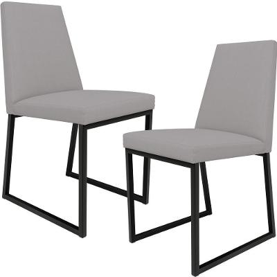 Kit 02 Cadeiras Sala De Jantar L02 Corano Cinza