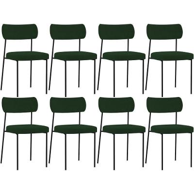 Kit 08 Cadeiras Sala De Jantar L02 Suede Verde Musgo