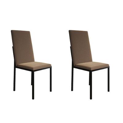 Kit 2 Cadeiras De Jantar Estofadas Mônaco Premium Marrom - Cor: Preto