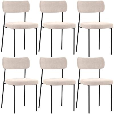 Kit 06 Cadeiras Sala De Jantar L02 Suede Bege