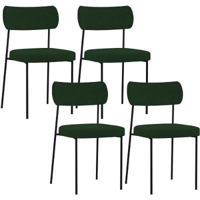 Kit 04 Cadeiras Sala De Jantar L02 Suede Verde Musgo