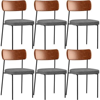 Kit 06 Cadeiras Sala De Jantar L02 Camel Cinza Escuro