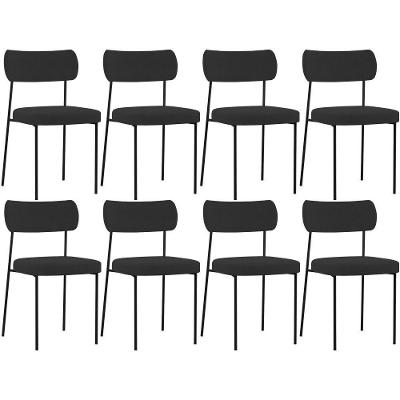 Kit 08 Cadeiras Sala De Jantar L02 Suede Preto