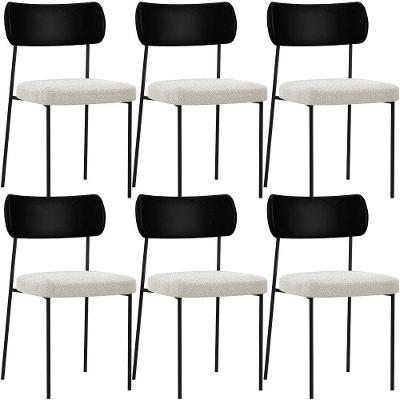 Kit 06 Cadeiras Sala De Jantar L02 Preto Bouclê Creme