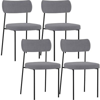 Kit 04 Cadeiras Para Sala De Jantar L02 Suede Cinza