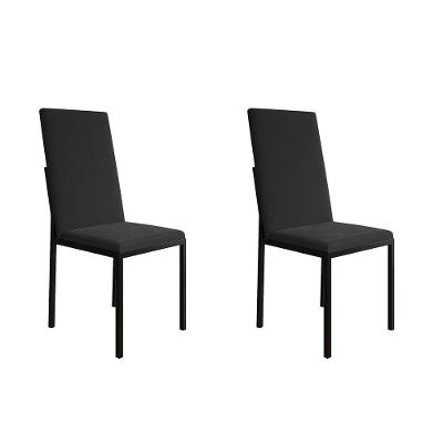 Kit 2 Cadeiras De Jantar Estofadas Mônaco Premium Preta - Cor: Preto