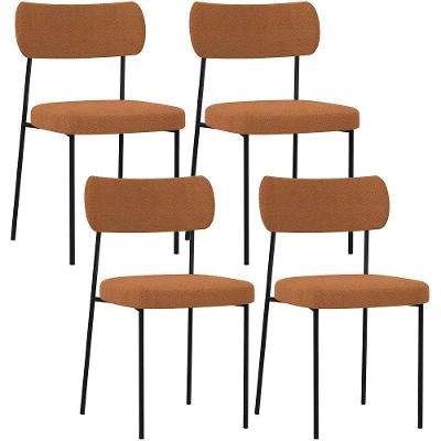 Kit 04 Cadeiras Decorativa Para Sala De Jantar Melina L02 Bouclê Terracota