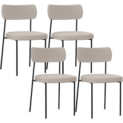 Kit 04 Cadeiras Estofadas Para Sala De Jantar Melina L02 Cru
