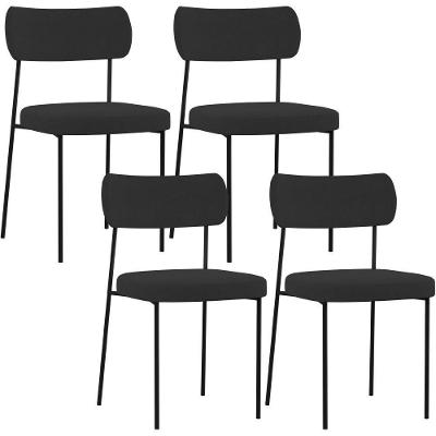 Kit 04 Cadeiras Para Sala De Jantar L02 Suede Preto