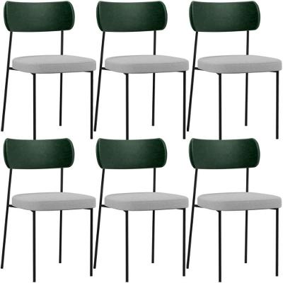 Kit 06 Cadeiras Sala De Jantar L02 Verde Musgo Cinza