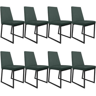 Kit 08 Cadeiras Para Sala Jantar L02 Verde Musgo