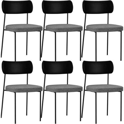 Kit 06 Cadeiras Para Sala De Jantar L02 Preto Cinza Escuro
