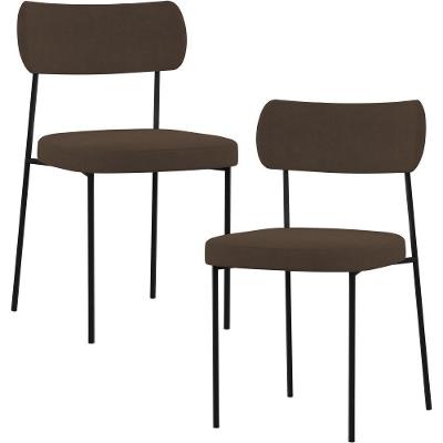 Kit 02 Cadeiras Sala De Jantar L02 Suede Marrom