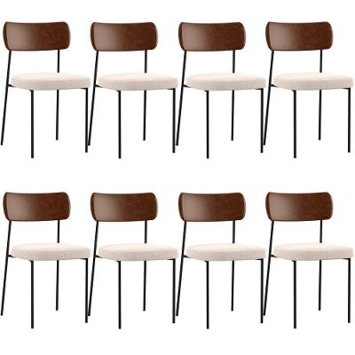 Kit 08 Cadeiras Sala De Jantar L02 Marrom Suede Bege