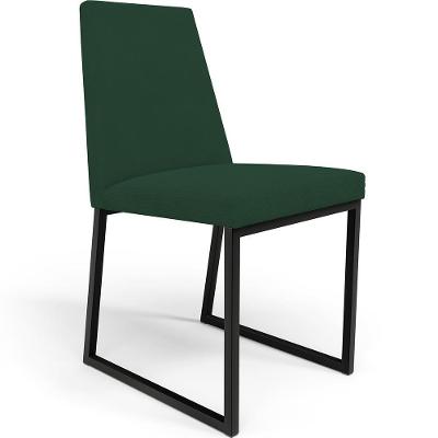 Cadeira Sala De Jantar Preto L02 Suede Verde Musgo