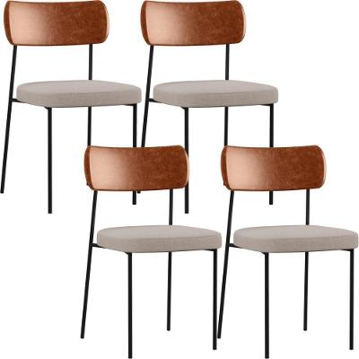Kit 04 Cadeiras Para Sala De Jantar Melina L02 Camel Bege