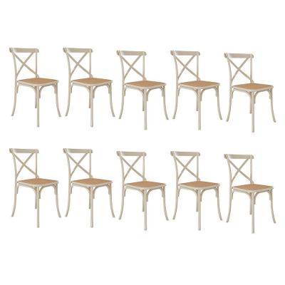 Kit 10 Cadeiras Katrina X Off White Assento Bege Aço Asturias - Cor: Branco