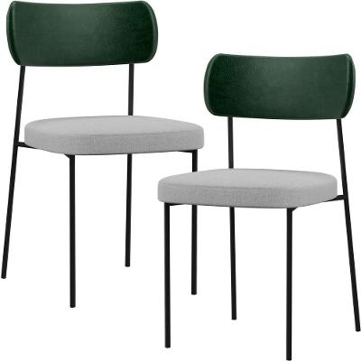 Kit 02 Cadeiras Para Sala De Jantar L02 Verde Musgo Cinza