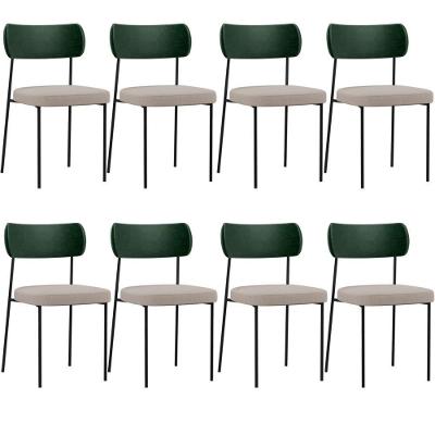 Kit 08 Cadeiras Sala De Jantar L02 Verde Musgo Bege