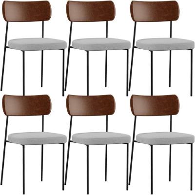 Kit 06 Cadeiras Para Sala De Jantar Melina L02 Marrom Cinza