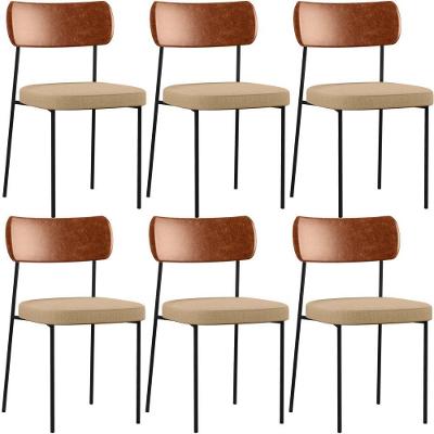 Kit 06 Cadeiras Sala De Jantar L02 Camel Bege Escuro