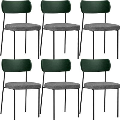Kit 06 Cadeiras Sala De Jantar L02 Verde Musgo Cinza Escuro