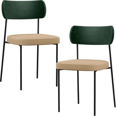 Kit 02 Cadeiras Para L02 Verde Musgo Bege Escuro