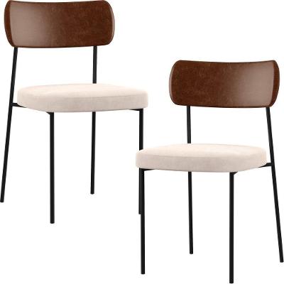 Kit 02 Cadeiras Sala De Jantar L02 Marrom Suede Bege