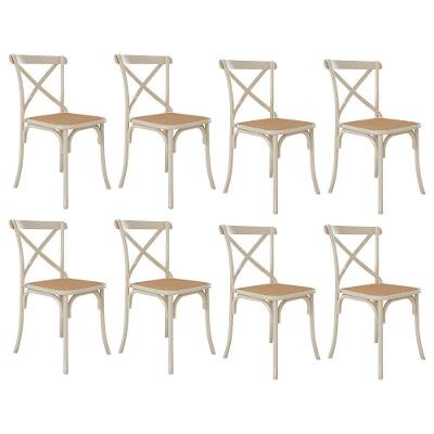 Kit 8 Cadeiras Katrina X Off White Assento Bege Aço Asturias - Cor: Branco