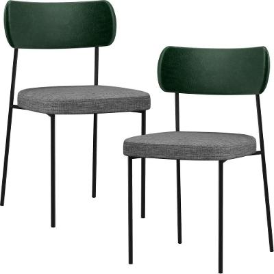 Kit 02 Cadeiras Para L02 Verde Musgo Cinza Escuro