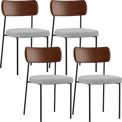 Kit 04 Cadeiras Para Sala De Jantar Melina L02 Marrom Cinza