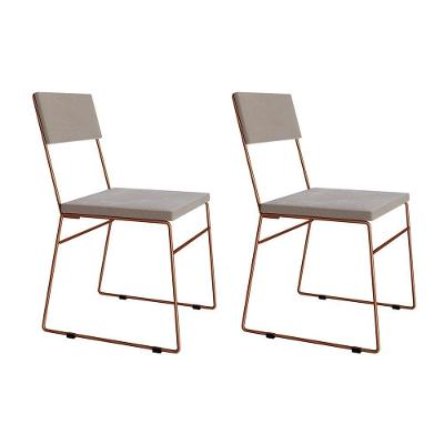 Kit 2 Cadeiras De Jantar Estofada Málaga Base Cobre Veludo Bege - Cor: Preto
