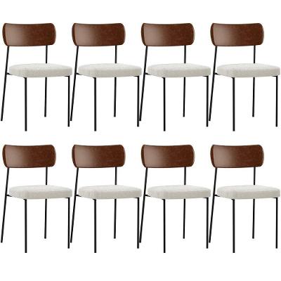 Kit 08 Cadeiras Sala De Jantar L02 Marrom Bouclê Creme