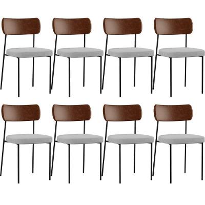Kit 08 Cadeiras Para Sala De Jantar Melina L02 Marrom Cinza