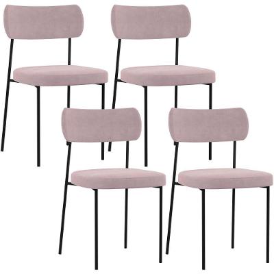 Kit 04 Cadeiras Para Sala De Jantar L02 Suede Rosê